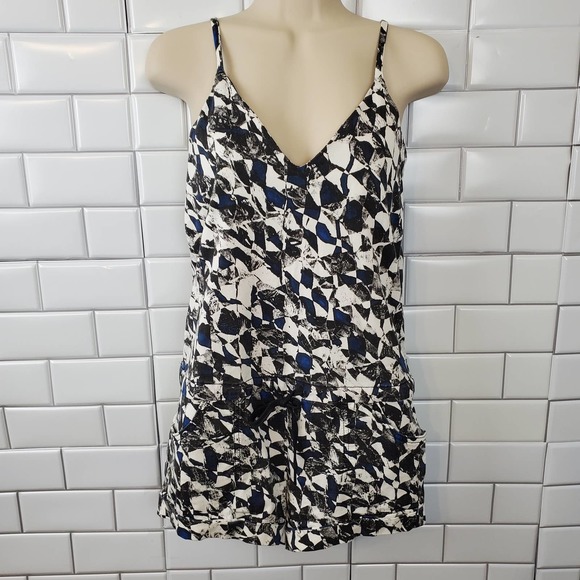 JOE'S JEANS | GEOMETRIC PRINTED MULTICOLORED ROMPER SHORT SET WOMEN'S SMALL - Picture 4 of 17